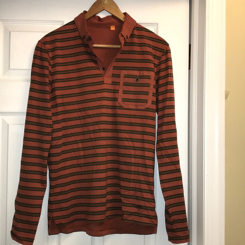 Hugo Boss orange long sleeve polo shirt
